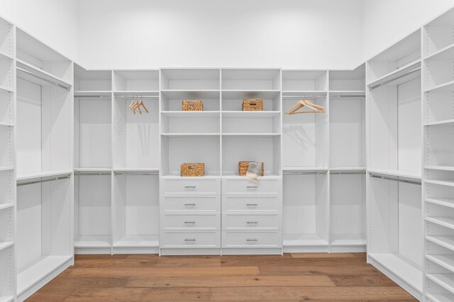 spacious closet with wood finished floors