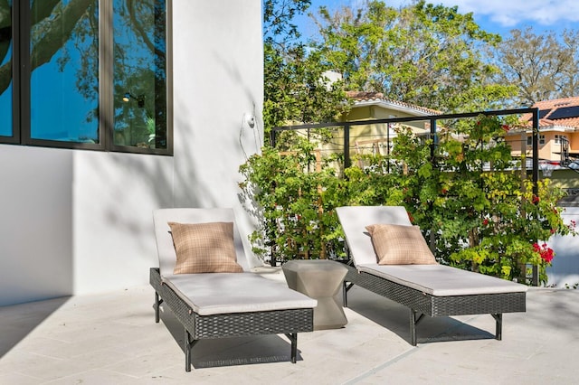 balcony with a patio area