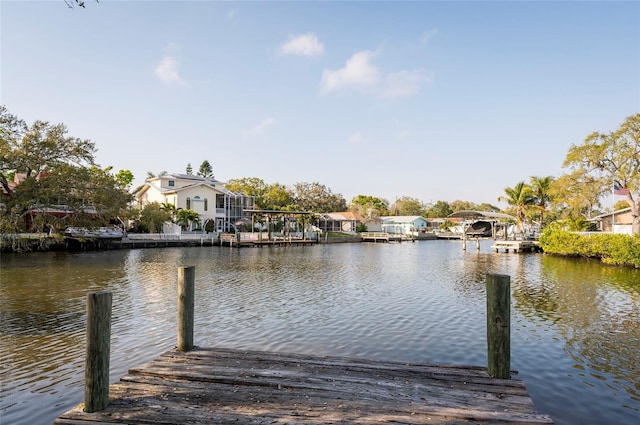 dock area featuring a water view