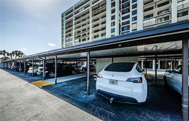 view of covered parking lot