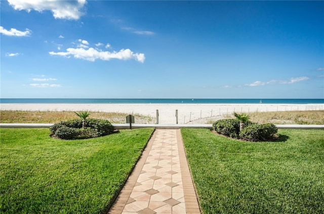 water view featuring a beach view