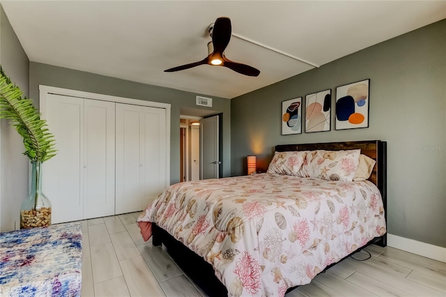1460 Gulf Blvd Unit 506, Clearwater Beach, FL 33767 - bedroom with a closet and a ceiling fan