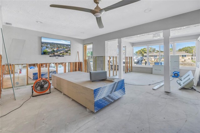 bedroom featuring a ceiling fan and visible vents