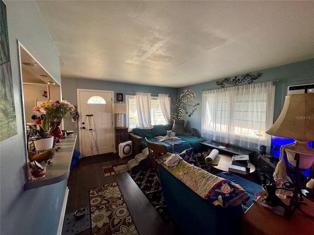 living area featuring wood finished floors