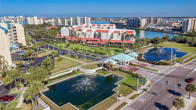 bird's eye view with a water view and a city view