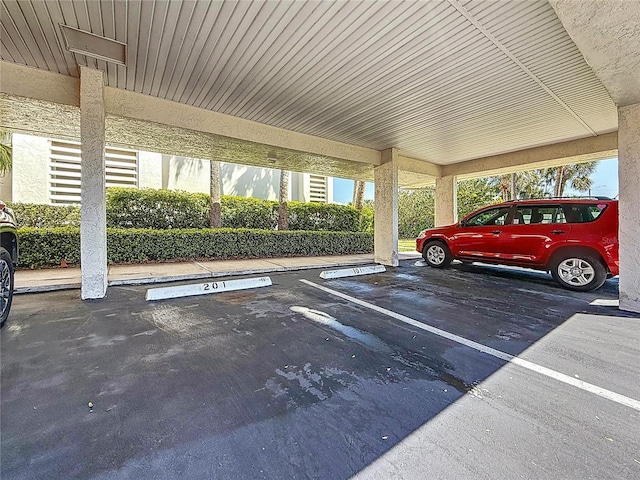 view of covered parking lot