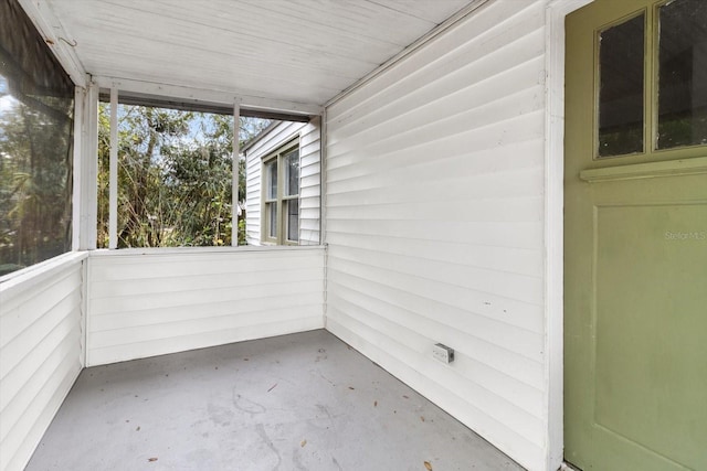 view of unfurnished sunroom