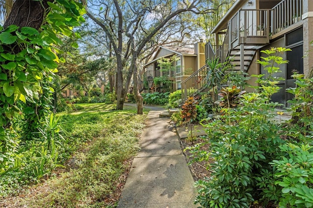 view of yard with stairway