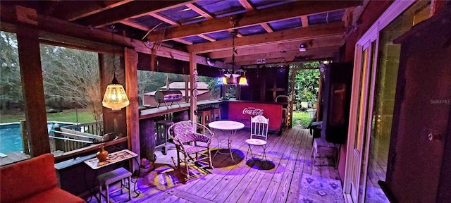 deck with outdoor dry bar