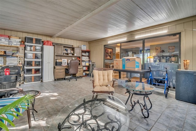 view of tiled home office