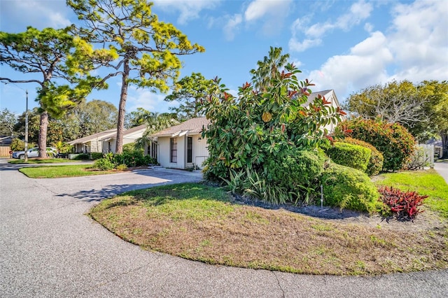 view of front of home featuring driveway and a front yard