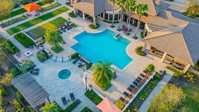 pool with a patio