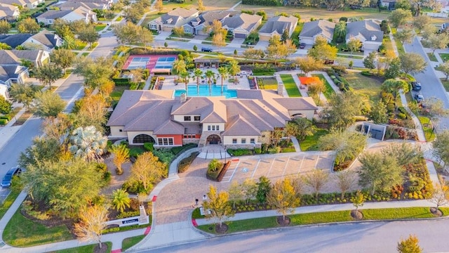 drone / aerial view with a residential view