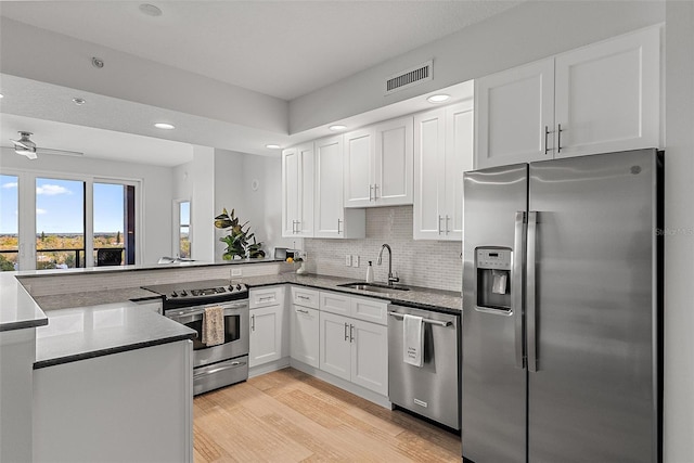 226 5th Ave N Unit 901, Saint Petersburg, FL 33701 - kitchen with appliances with stainless steel finishes, a sink, visible vents, and white cabinets