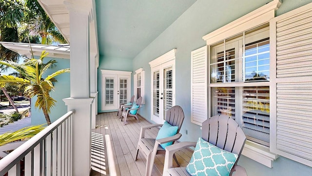 wooden deck with french doors