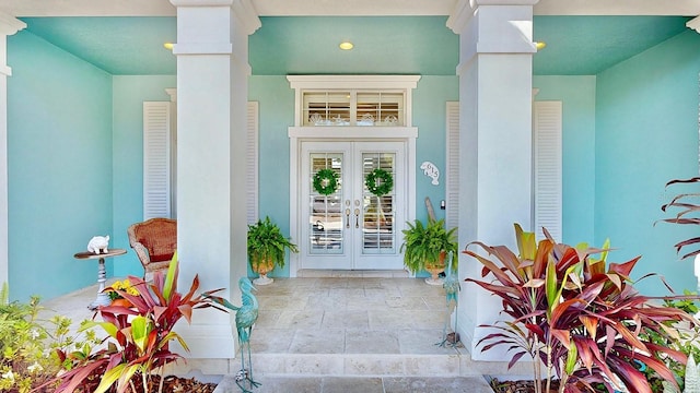 property entrance with french doors