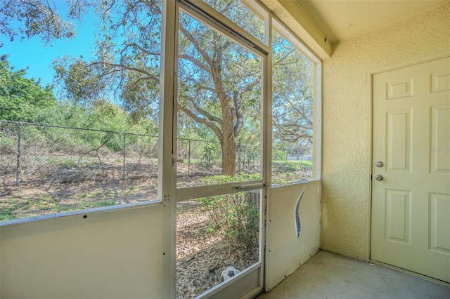 view of unfurnished sunroom