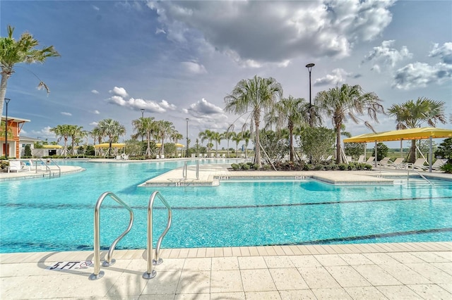 pool featuring a patio area