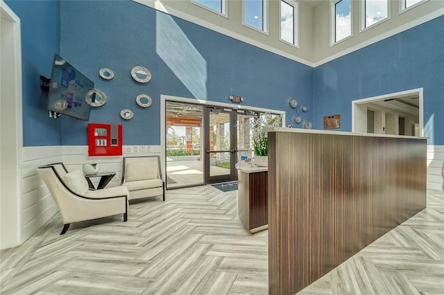 welcome area with french doors