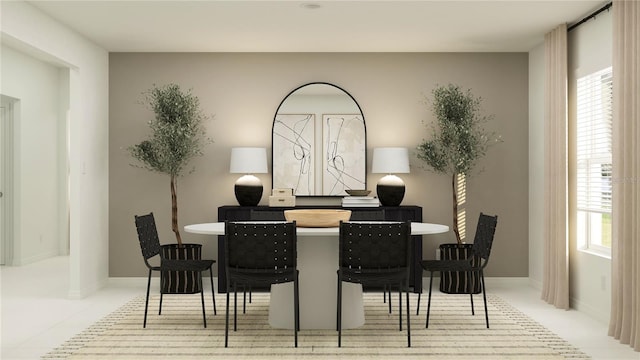 dining area with tile patterned flooring and baseboards