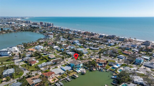 15904 Redington Dr, Redington Beach, FL 33708 - birds eye view of property featuring a water view