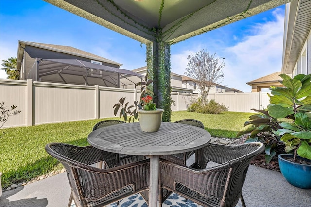 view of patio with a fenced backyard