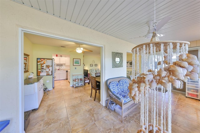 interior space featuring light tile patterned floors