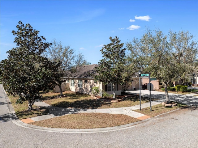 view of front of property featuring driveway and stucco siding