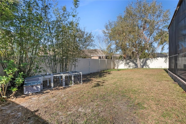 view of yard featuring a fenced backyard