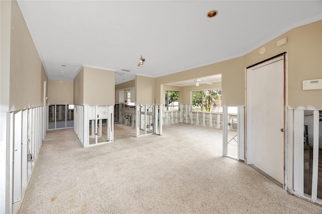 empty room featuring ornamental molding