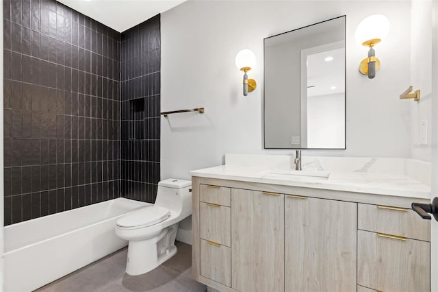 full bathroom with tile patterned flooring, vanity, toilet, and tub / shower combination