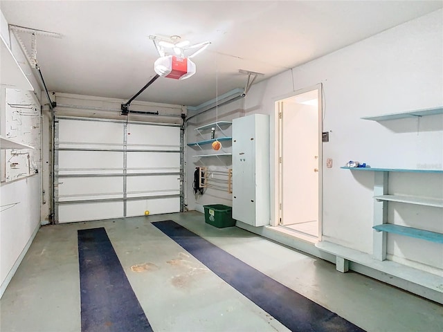 garage with a garage door opener