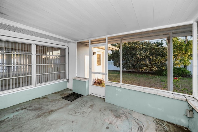 view of unfurnished sunroom