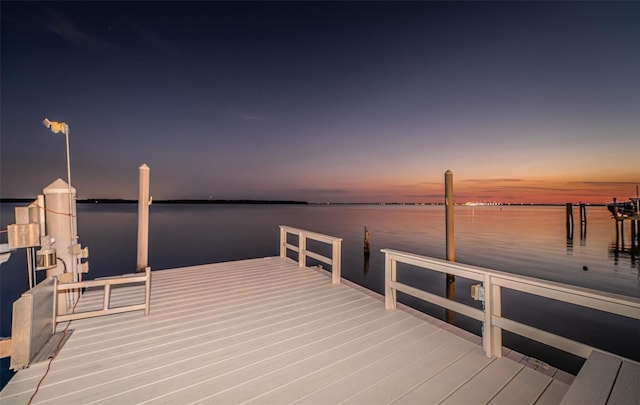 view of dock featuring a water view