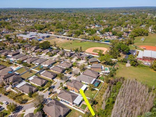 drone / aerial view with a residential view