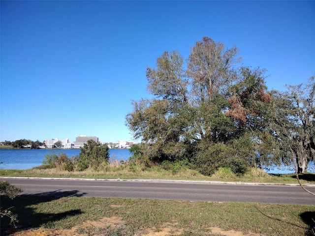 view of street featuring a water view