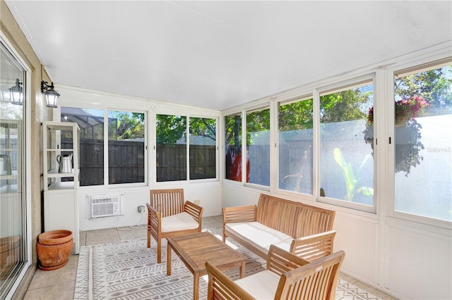 sunroom featuring a wall unit AC