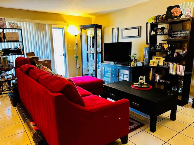 view of tiled living area