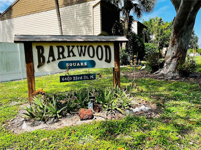 view of community sign