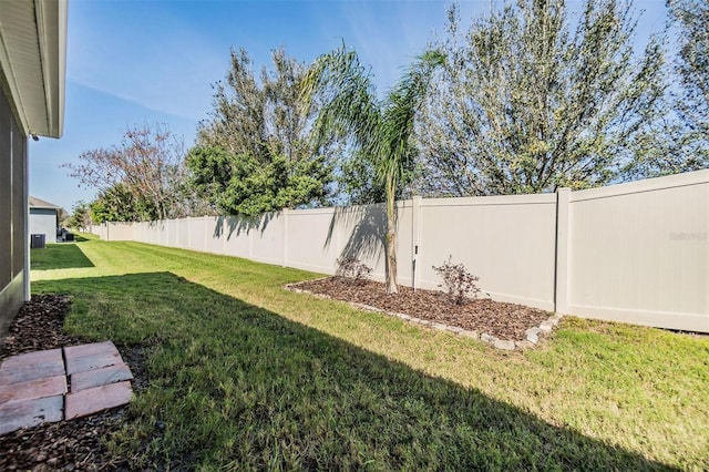 view of yard featuring a fenced backyard