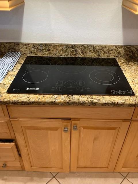 3805 Gulf Blvd Unit 404, St Pete Beach, FL 33706 - kitchen view of black electric cooktop and light stone counters