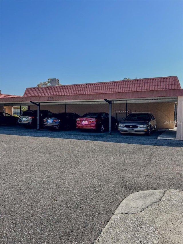 view of covered parking lot