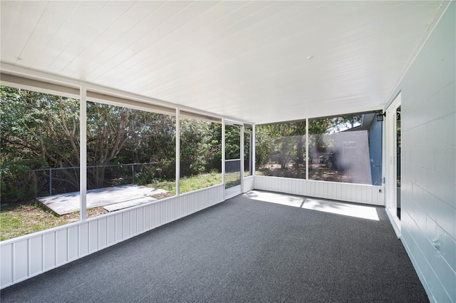 view of unfurnished sunroom