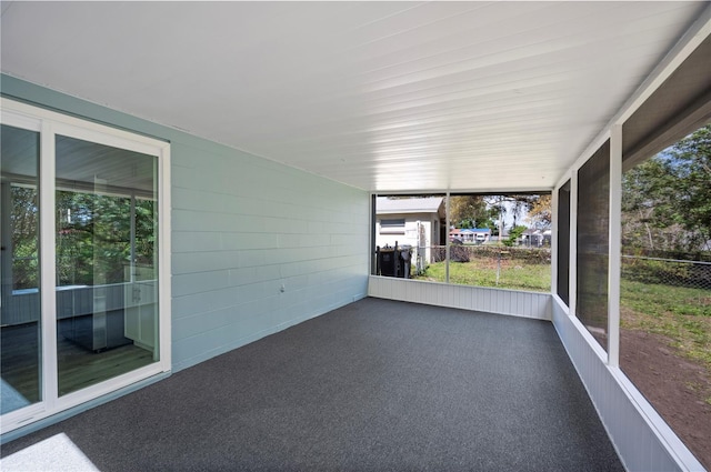 view of unfurnished sunroom