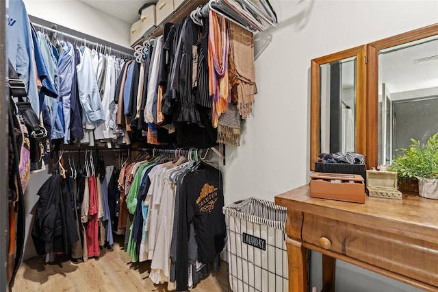 spacious closet featuring wood finished floors