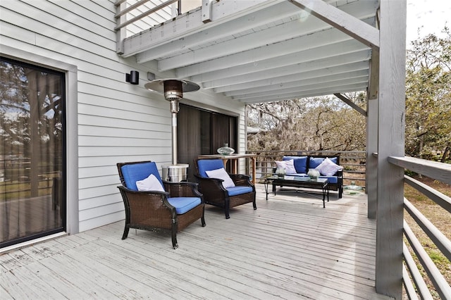 wooden deck with outdoor lounge area