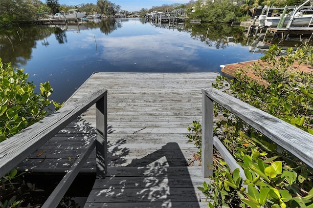 view of dock featuring a water view