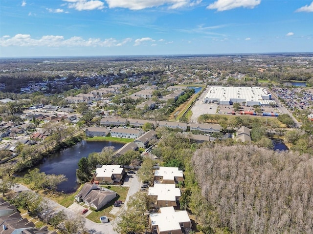 bird's eye view with a water view and a residential view