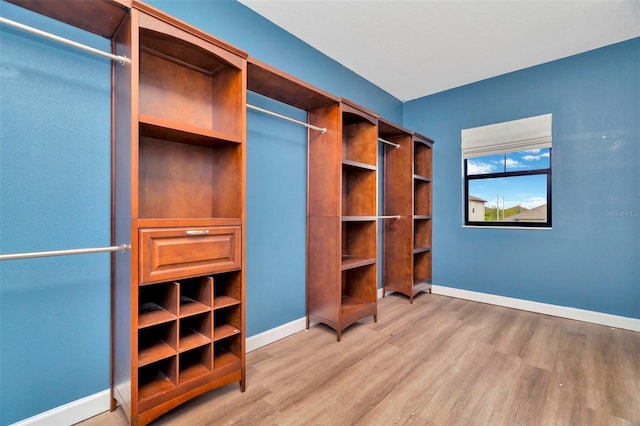 spacious closet with wood finished floors