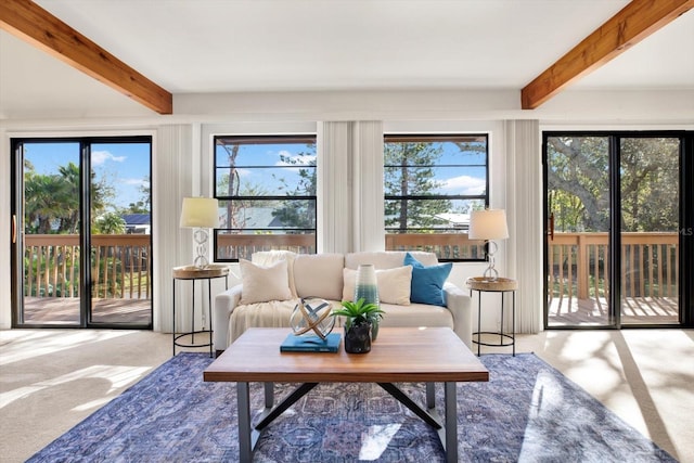 sunroom / solarium with beam ceiling